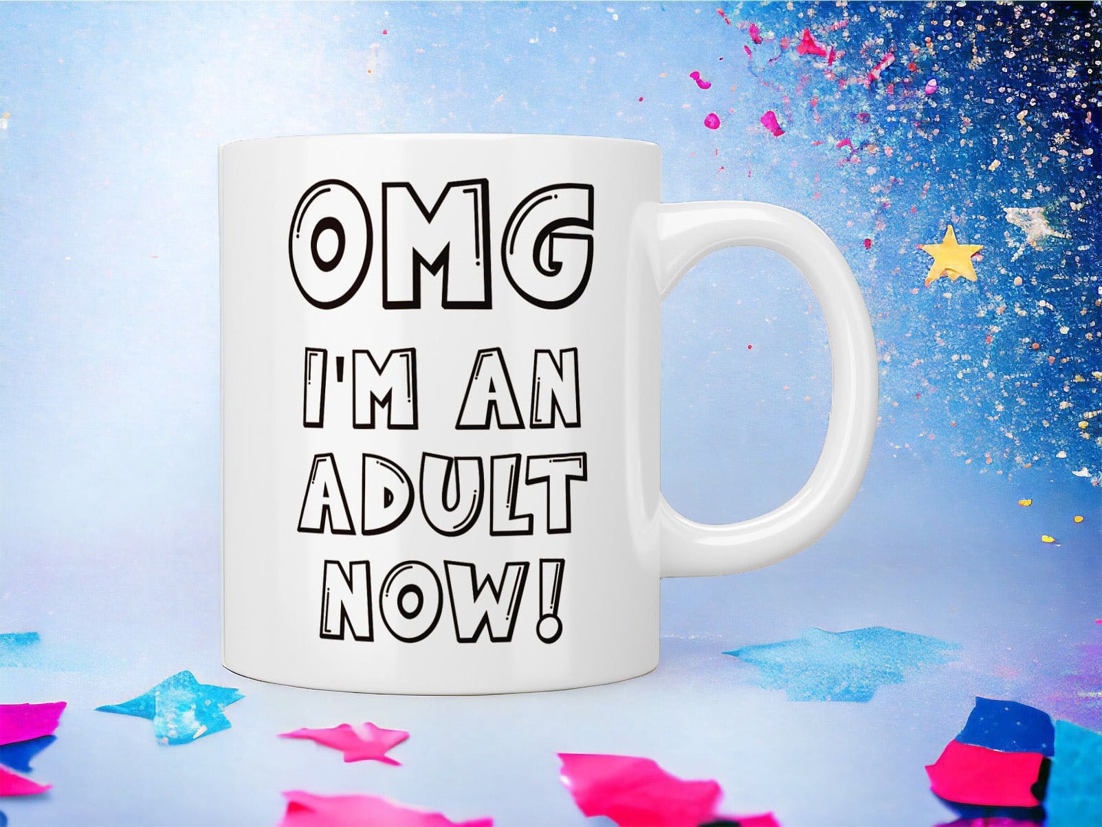 18th Birthday: OMG I’m an adult now! mug - Jazzy Giraffe Mug