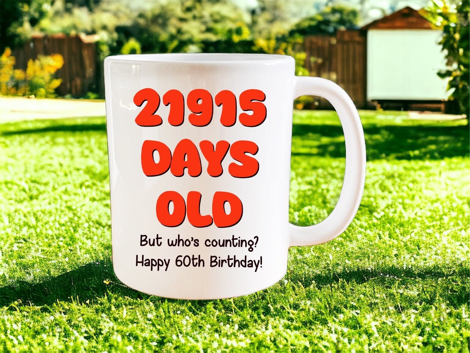 60th Birthday: 21915 days old mug - Jazzy Giraffe Mug