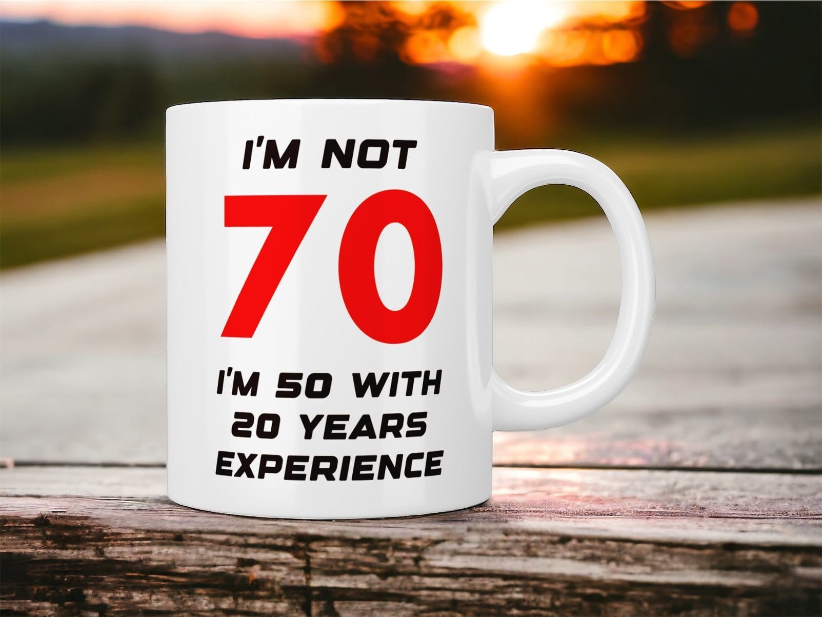 70th Birthday: I’m not 70 I’m 50 with 20 years experience mug - Jazzy Giraffe Mug