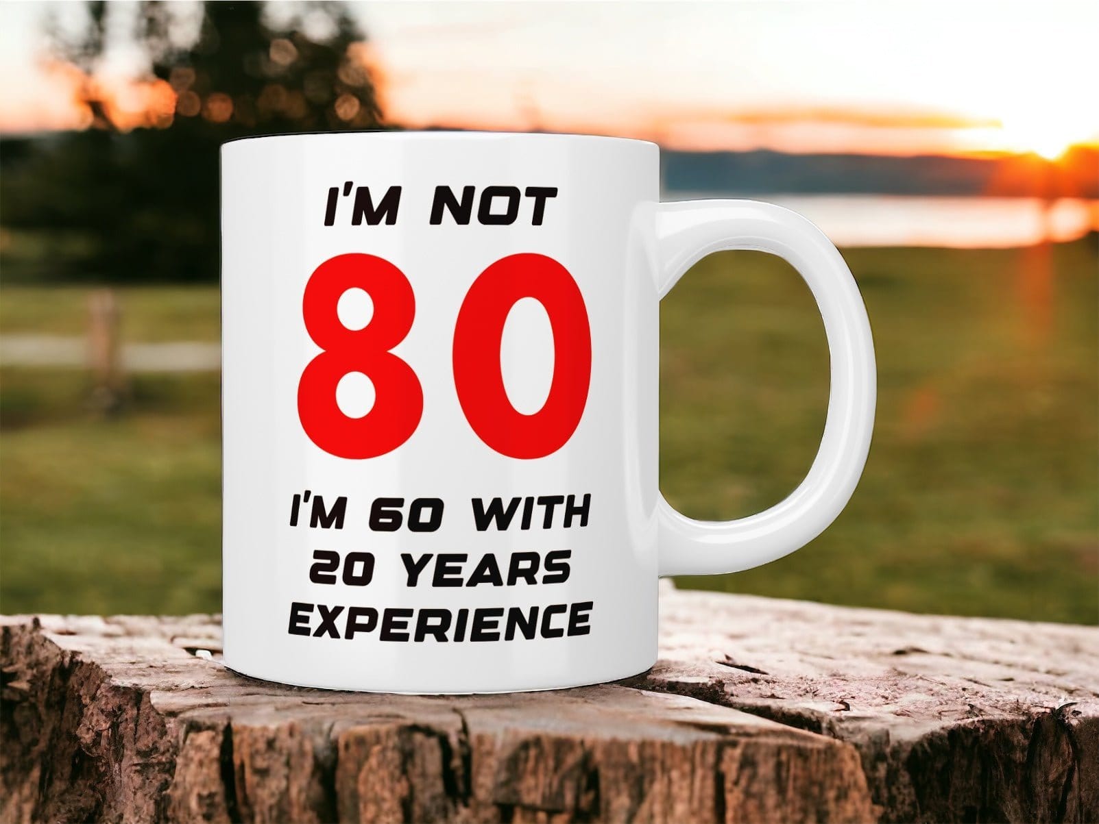 80th Birthday: I’m not 80 I’m 60 with 20 years experience mug - Jazzy Giraffe Mug
