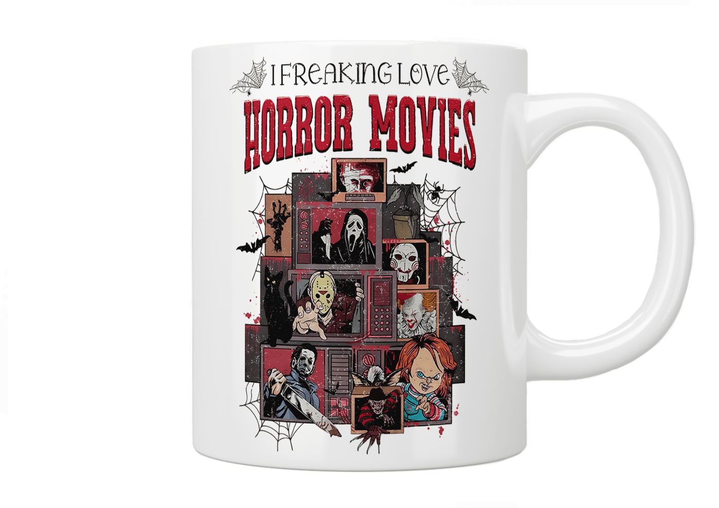 I Freaking Love Horror Movies Mug - Jazzy Giraffe Mug
