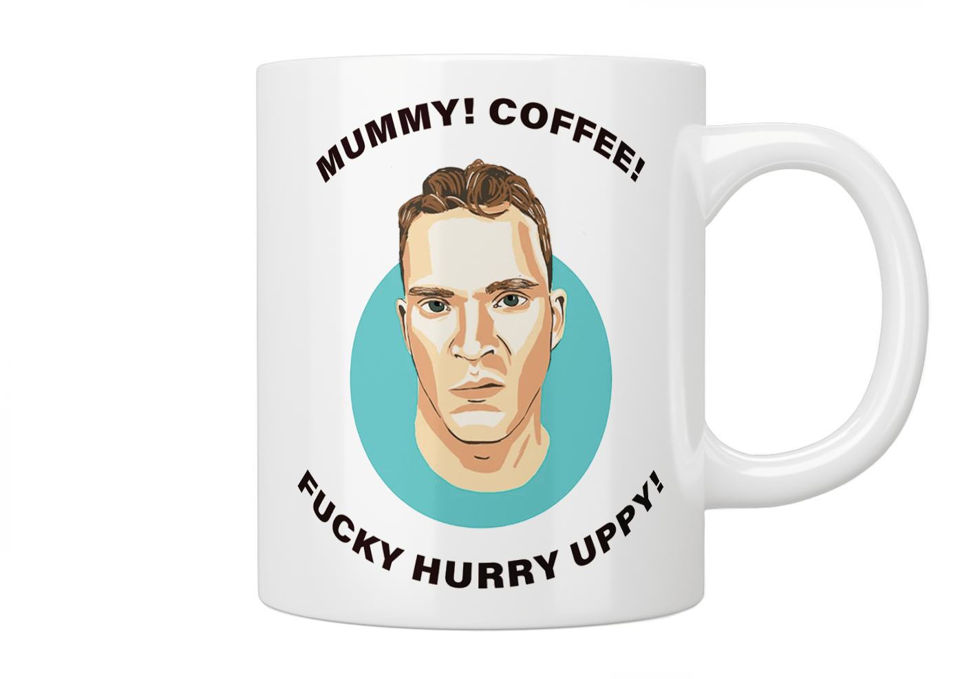 Peep Show: Jez “Mummy! Coffee! Fucky Hurry Uppy!” Mug - Jazzy Giraffe Mug