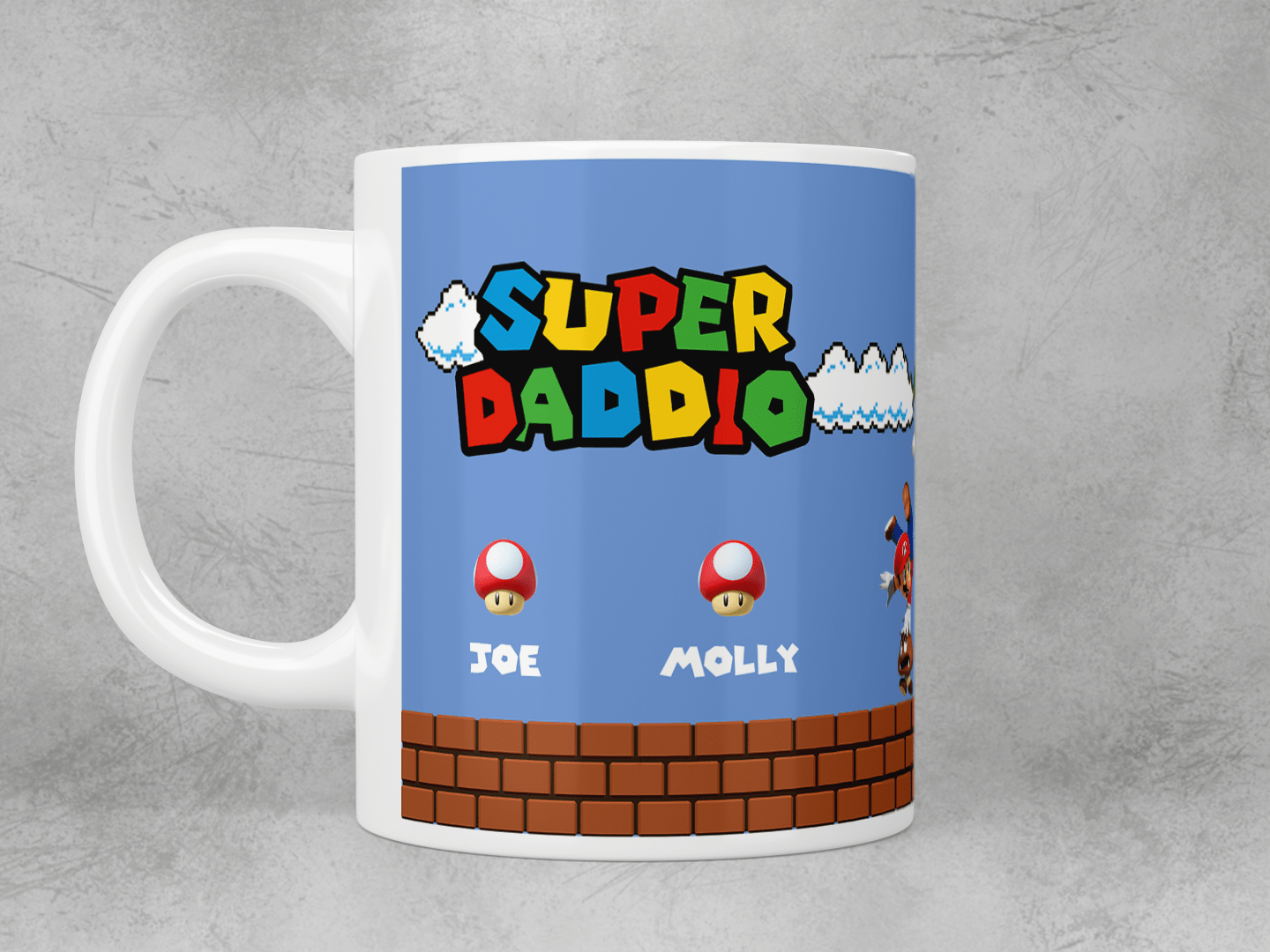 Personalised Super Daddio mug - Jazzy Giraffe Mug