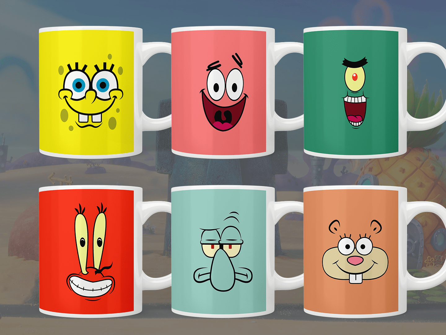 Set of 6 SpongeBob SquarePants mugs - Jazzy Giraffe Mug
