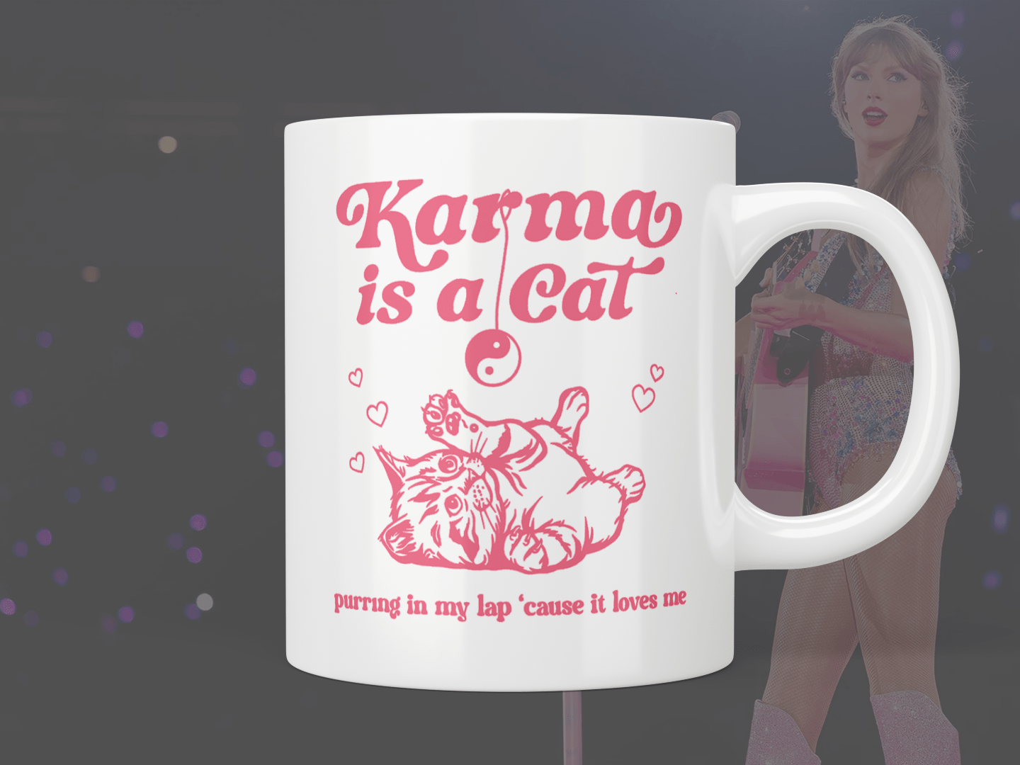 Taylor Swift “Karma is a cat” mug - Jazzy Giraffe Mug