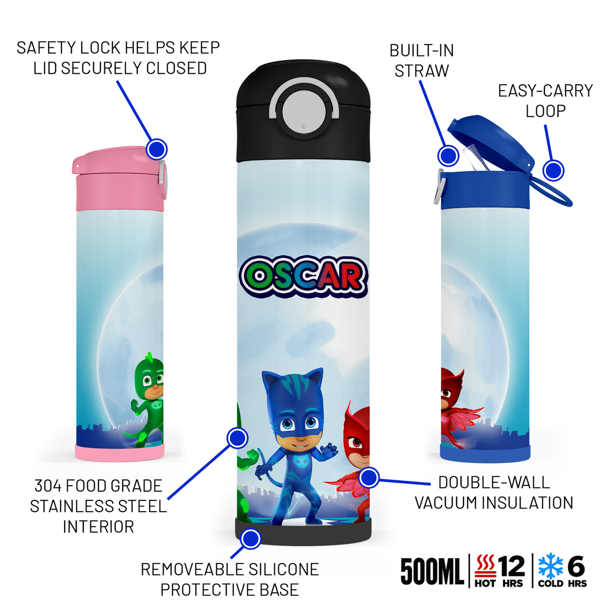 Personalised PJ Masks Water Bottle