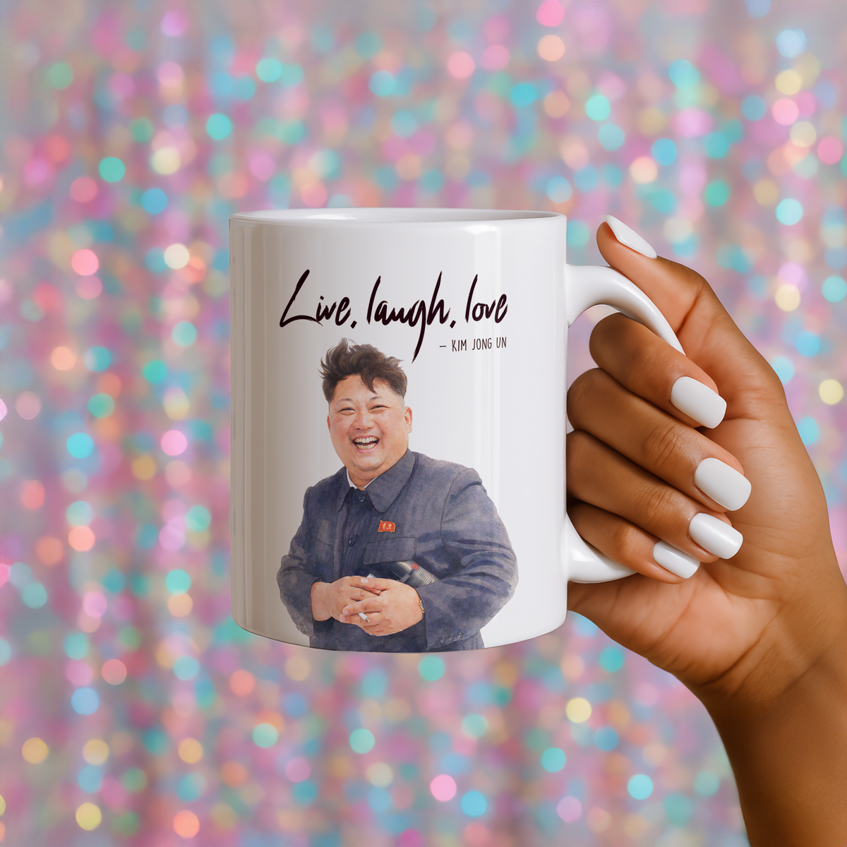 Kim Jong Un “Live, Laugh, Love” Mug