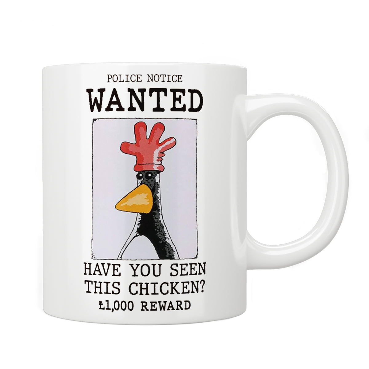 Wallace & Gromit Feathers McGraw Wanted Poster Mug