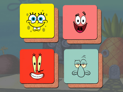 Set of 4 SpongeBob SquarePants coasters - Jazzy Giraffe Coaster