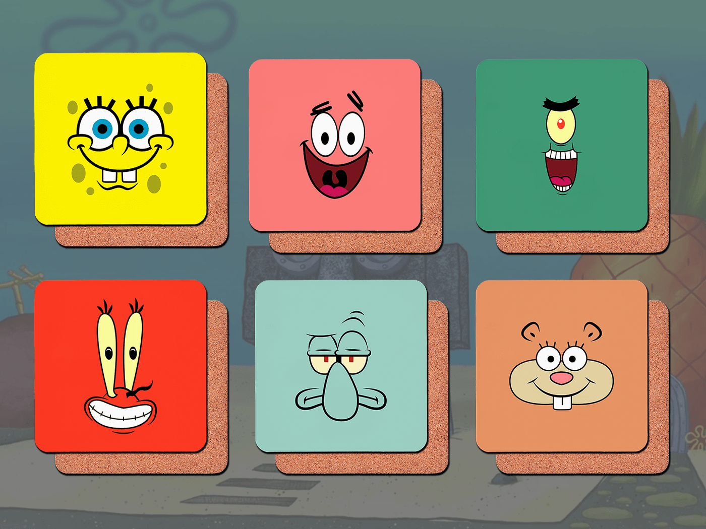 Set of 6 SpongeBob SquarePants coasters - Jazzy Giraffe Coaster