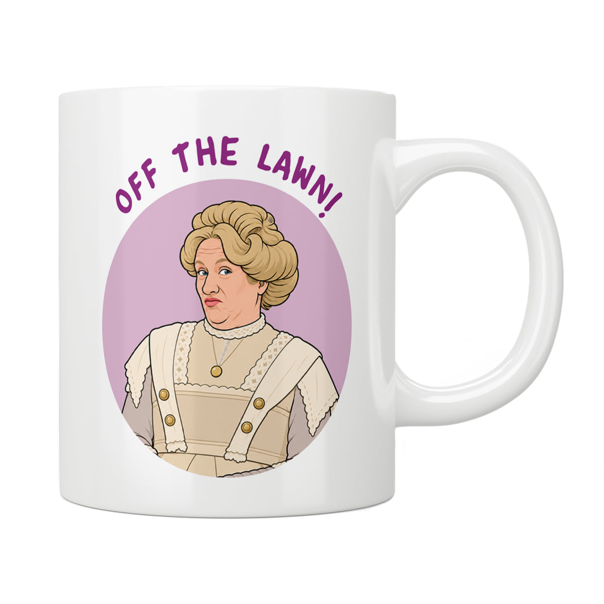 Ghosts Lady Button "Off The Lawn" Mug