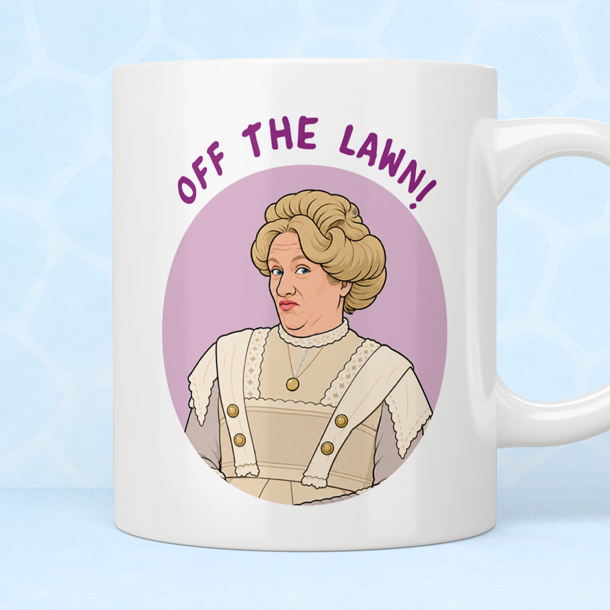 Ghosts Lady Button "Off The Lawn" Mug