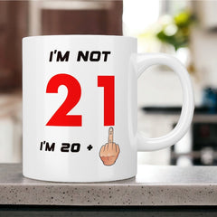 21st Birthday: I’m not 21 I’m 20+1 (middle finger) mug - Jazzy Giraffe Mug