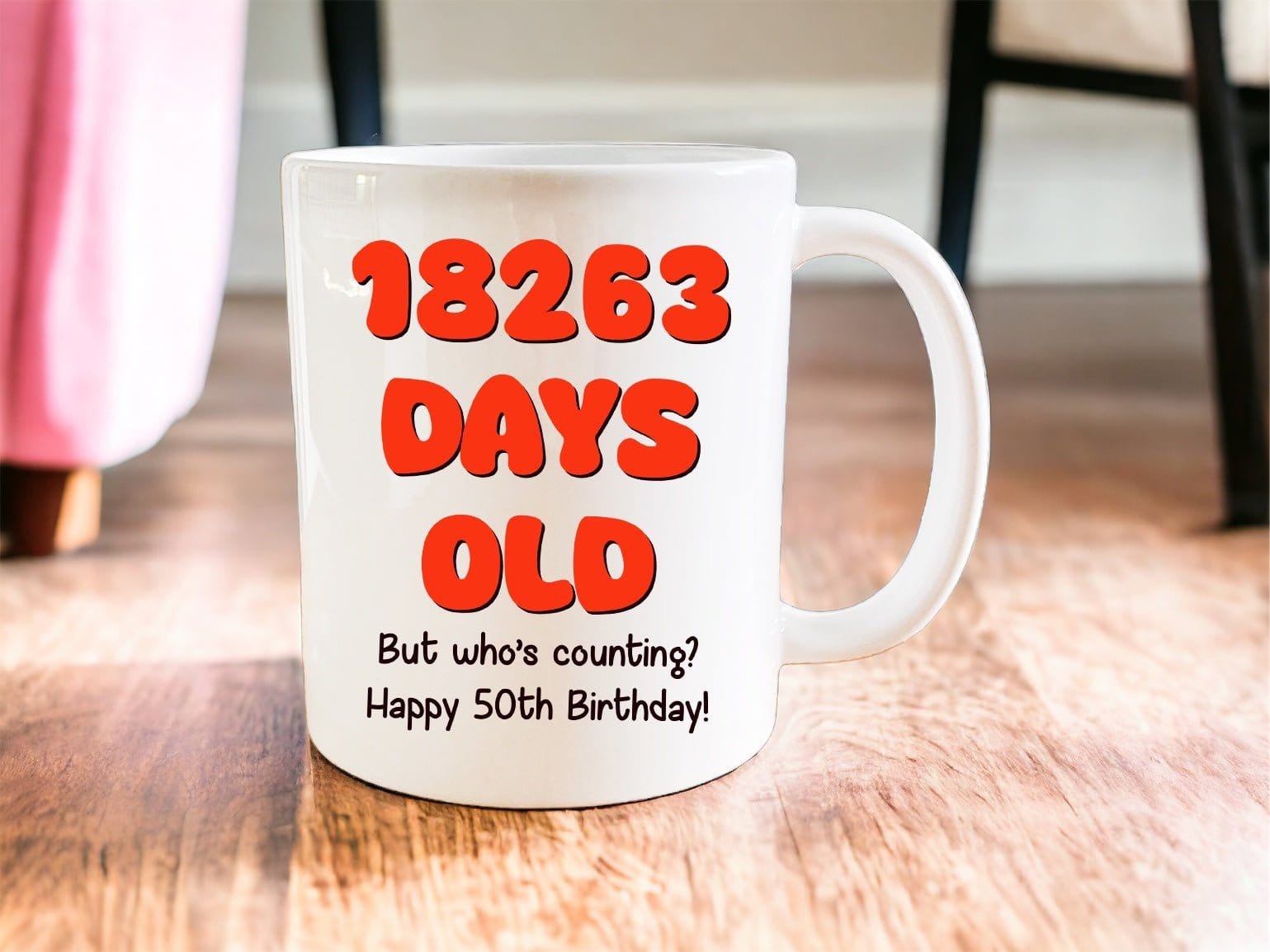 50th Birthday: 18263 days old mug - Jazzy Giraffe Mug