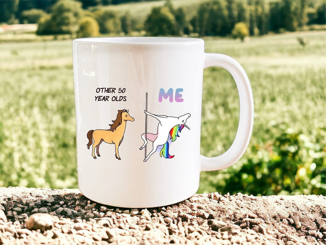 50th Birthday: Other 50 years olds… “me” mug - Jazzy Giraffe Mug