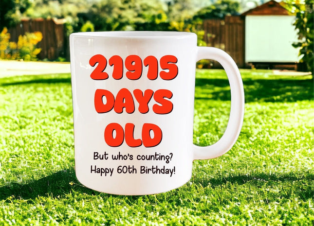 60th Birthday: 21915 days old mug - Jazzy Giraffe Mug