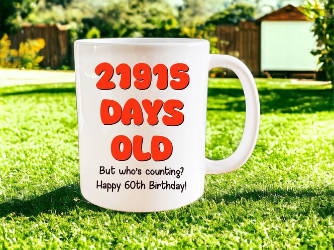 60th Birthday: 21915 days old mug - Jazzy Giraffe Mug