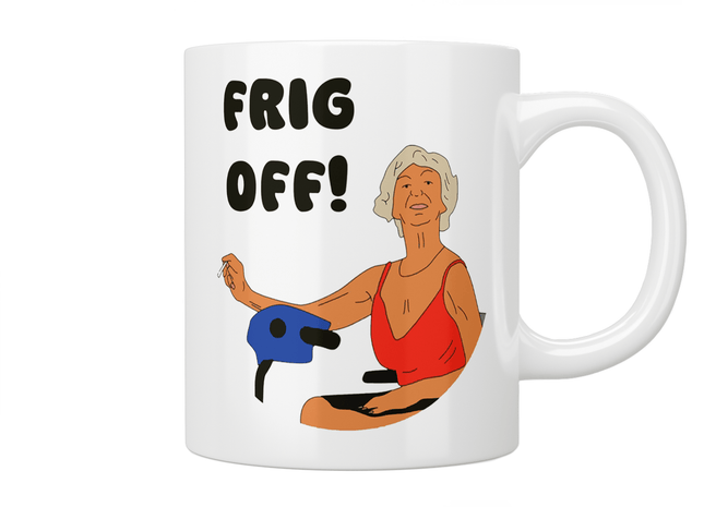 Benidorm: Madge Harvey “Frig Off” Mug - Jazzy Giraffe Mug