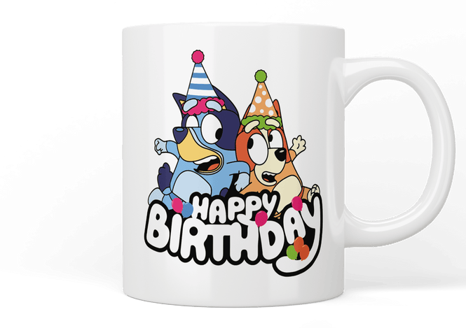 Bluey Happy Birthday mug - Jazzy Giraffe Mug