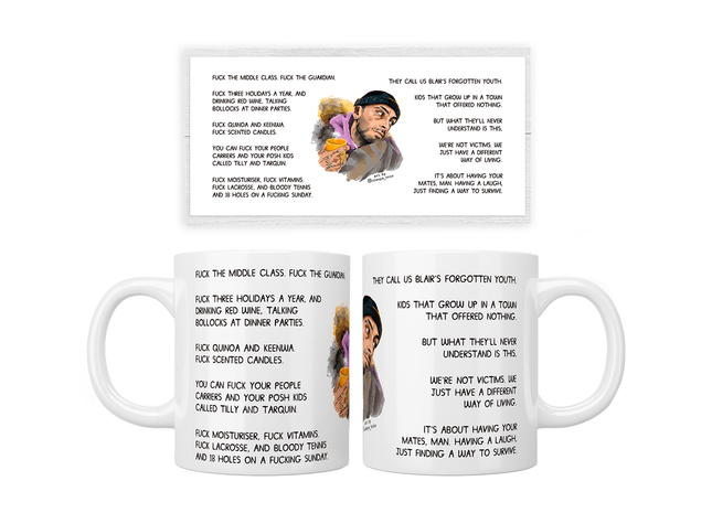 Brassic Vinnie O’Neil opening scene quote mug - Jazzy Giraffe Mug