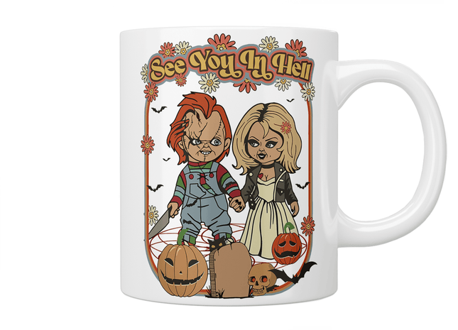 Chucky And Tiffany See You In Hell Mug - Jazzy Giraffe Mug