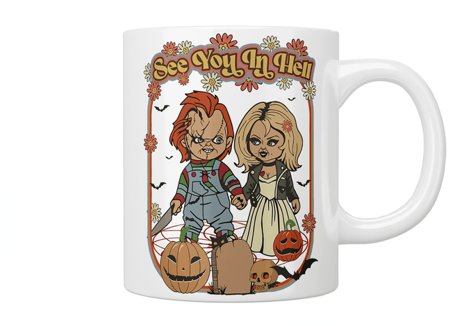 Chucky And Tiffany See You In Hell Mug - Jazzy Giraffe Mug