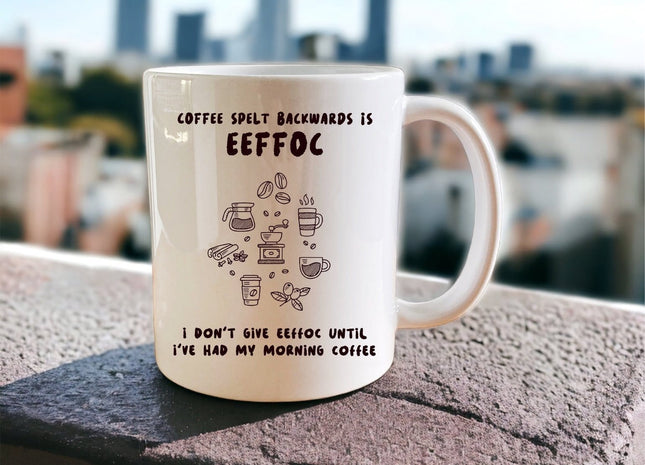 Coffee spelt backwards is eeffoc mug - Jazzy Giraffe Mug
