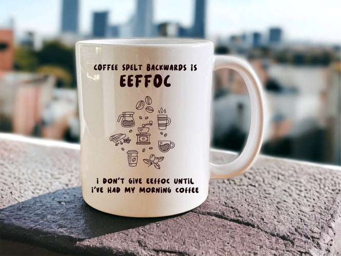 Coffee spelt backwards is eeffoc mug - Jazzy Giraffe Mug