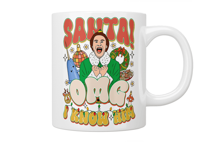 Elf: Santa! OMG I Know Him Mug - Jazzy Giraffe Mug