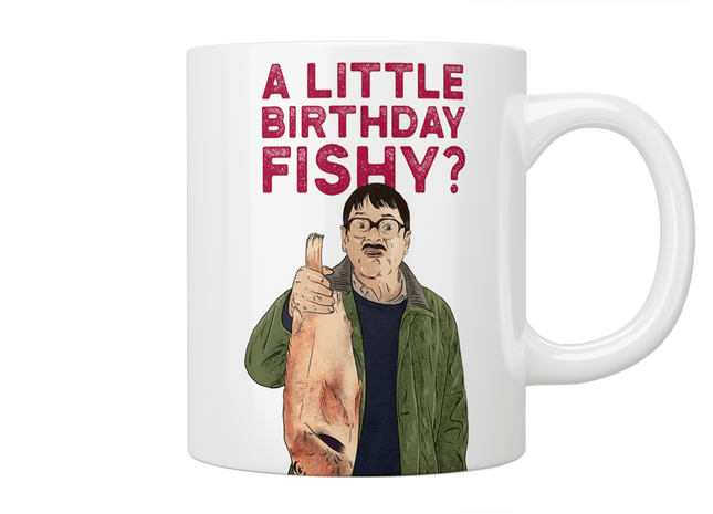 Friday Night Dinner “A little Birthday fishy?” Jim Mug - Jazzy Giraffe Mug