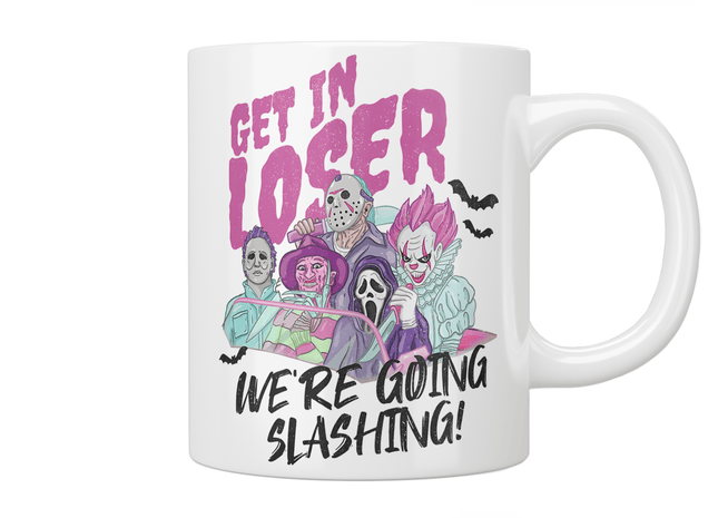 Get In Loser We're Going Slashing Mug - Jazzy Giraffe Mug