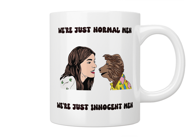 Hacker T Dog: We're Just Normal Men, We're Just Innocent Men Mug - Jazzy Giraffe Mug