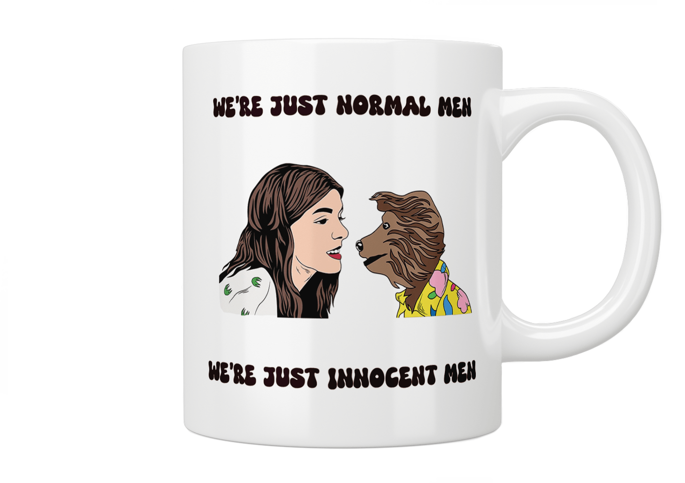 Hacker T Dog: We're Just Normal Men, We're Just Innocent Men Mug - Jazzy Giraffe Mug