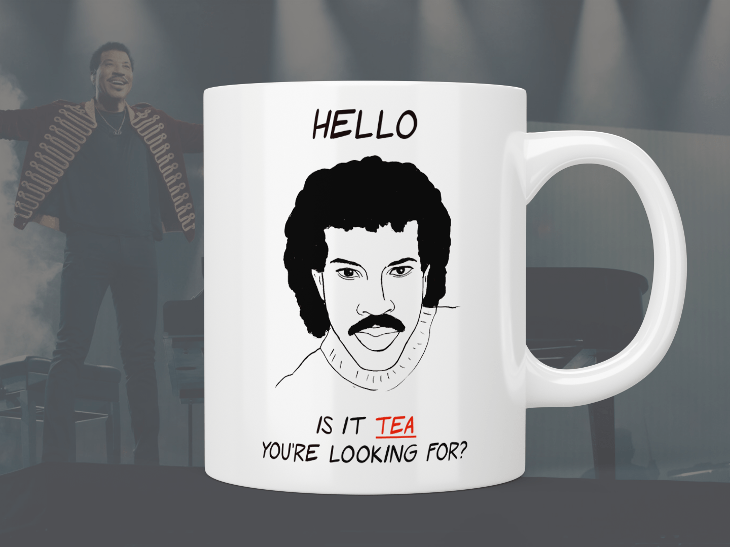 Hello is it tea you’re looking for - Lionel Richie mug - Jazzy Giraffe Mug