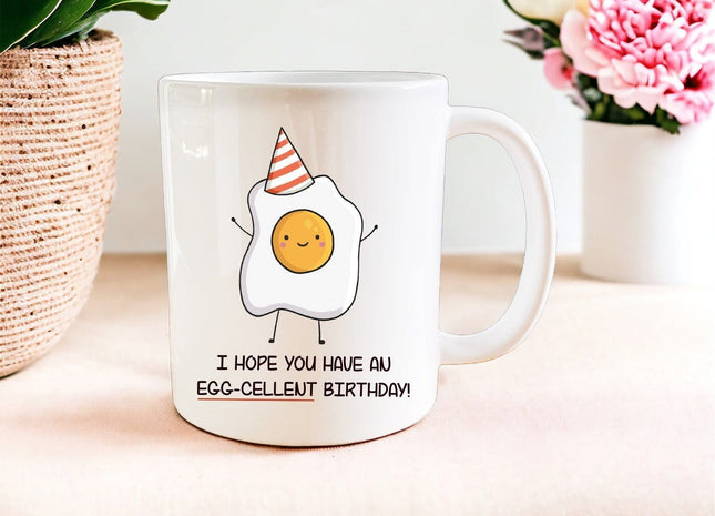 I hope you have an egg-cellent birthday mug - Jazzy Giraffe Mug