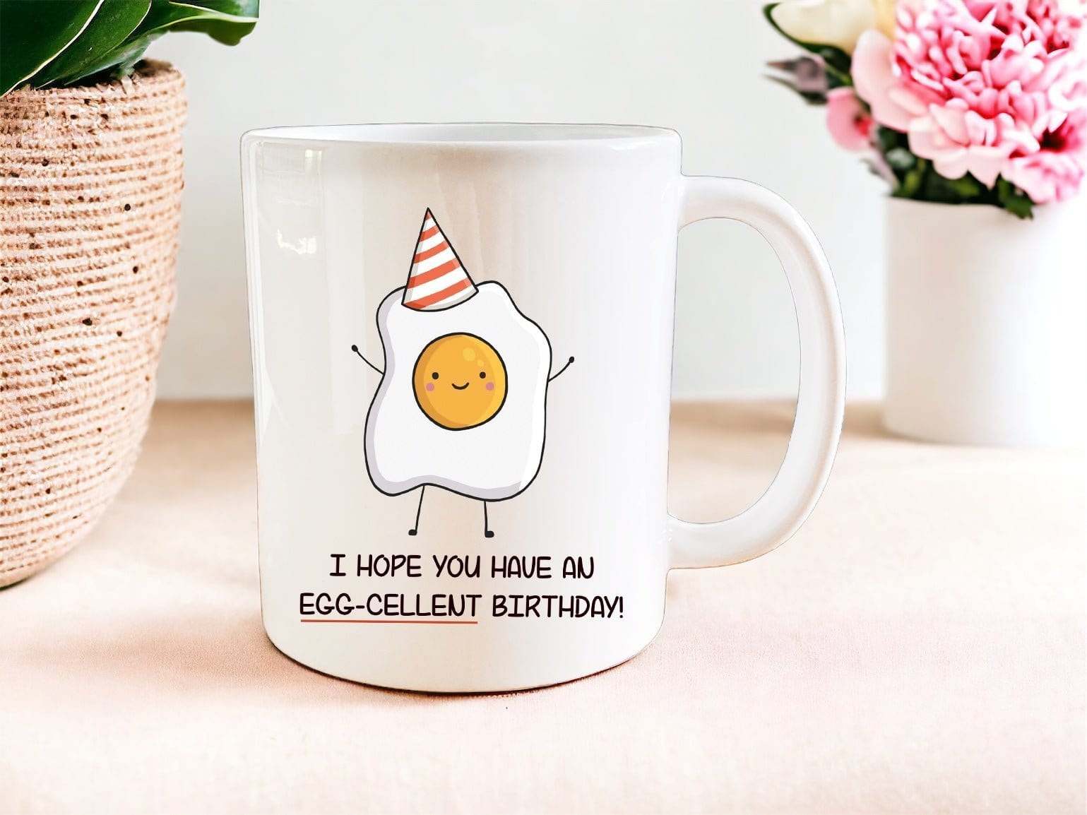 I hope you have an egg-cellent birthday mug - Jazzy Giraffe Mug