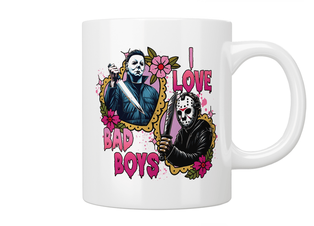 I Love Bad Boys Slasher Villain Mug - Jazzy Giraffe Mug