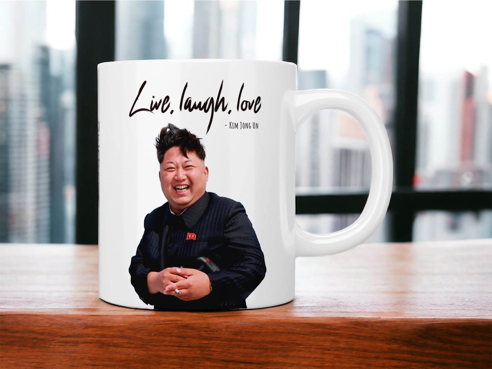 Kim Jong Un “live, laugh, love” mug - Jazzy Giraffe Mug