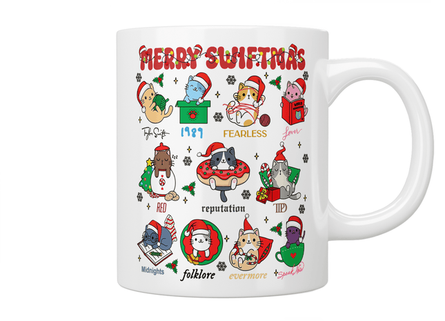 Merry Swiftmas (Cats Version) - Taylor Swift Christmas Mug - Jazzy Giraffe Mug