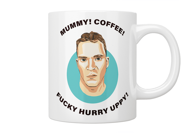 Peep Show: Jez “Mummy! Coffee! Fucky Hurry Uppy!” Mug - Jazzy Giraffe Mug