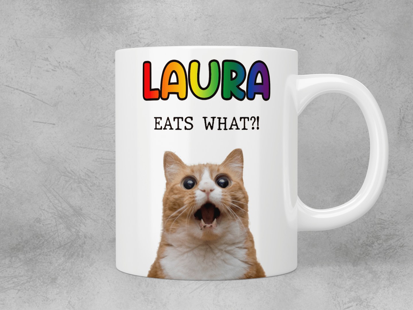Personalised - eats what?! LGBT+ mug - Jazzy Giraffe Mug