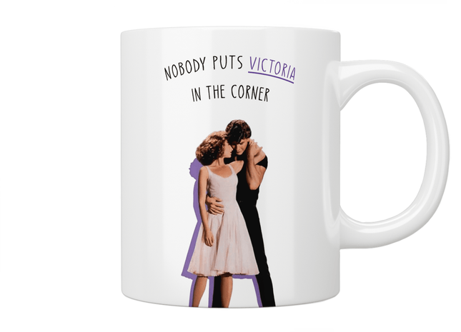 Personalised “nobody puts baby in the corner” Dirty Dancing mug - Jazzy Giraffe Mug