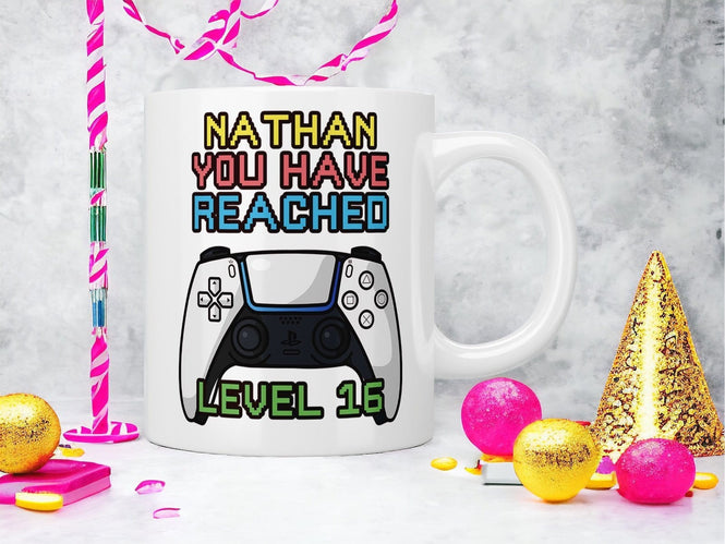 Personalised PlayStation gamer Birthday mug - Jazzy Giraffe Mug
