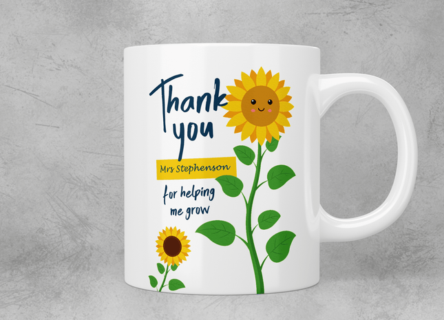 Personalised thank you for helping me grow - teacher mug - Jazzy Giraffe Mug