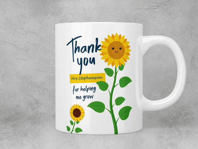 Personalised thank you for helping me grow - teacher mug - Jazzy Giraffe Mug
