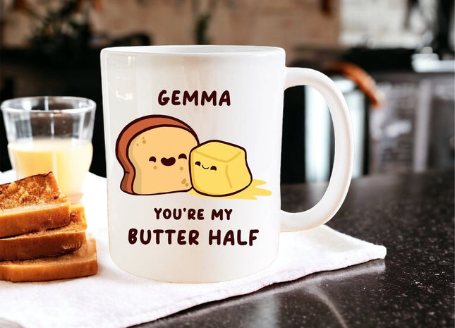 Personalised “you’re my butter half” mug - Jazzy Giraffe Mug