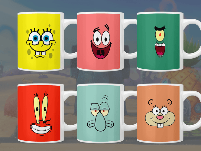 Set of 6 SpongeBob SquarePants mugs - Jazzy Giraffe Mug