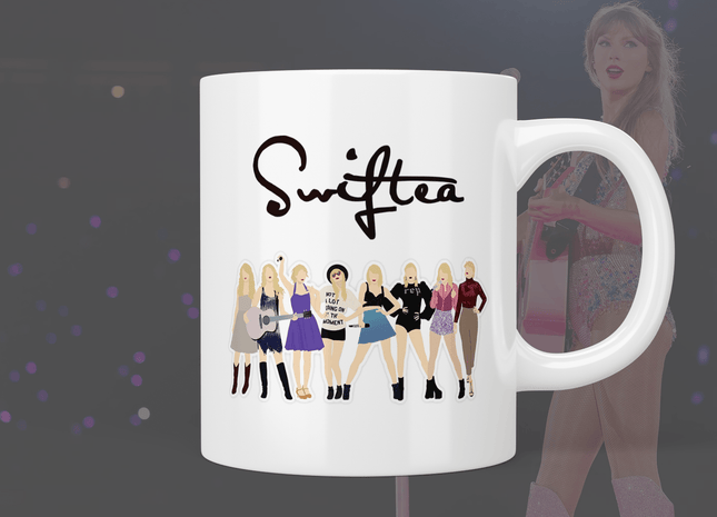 Taylor Swift outfits ‘Swiftea’ mug - Jazzy Giraffe Mug