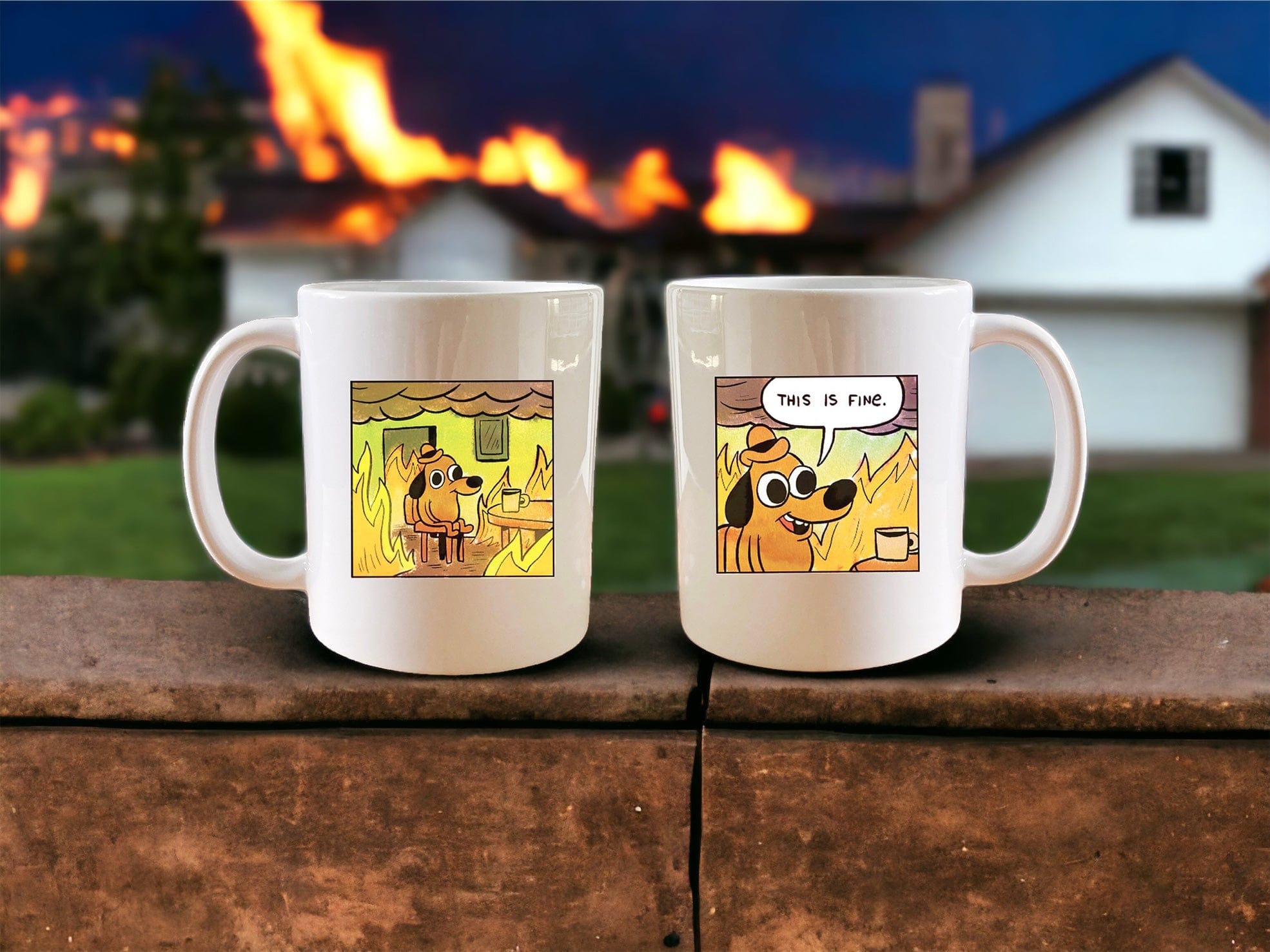 This is fine meme mug - Jazzy Giraffe Mug