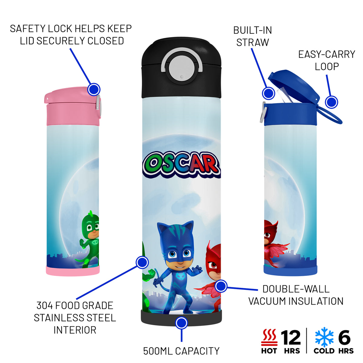 Personalised PJ Masks Water Bottle